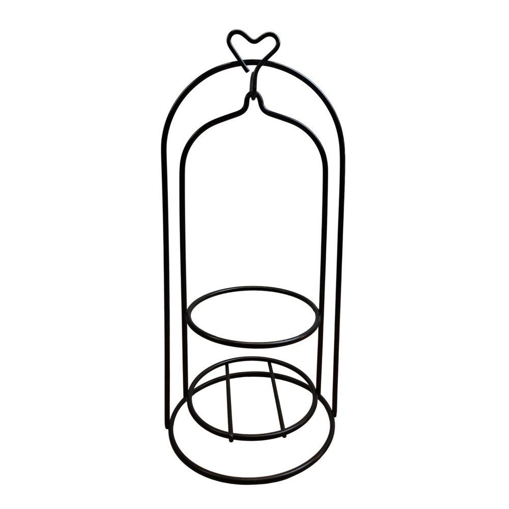 Hanging Swinging Candle Holder Basket ~5" Candle Black/Brown Heart